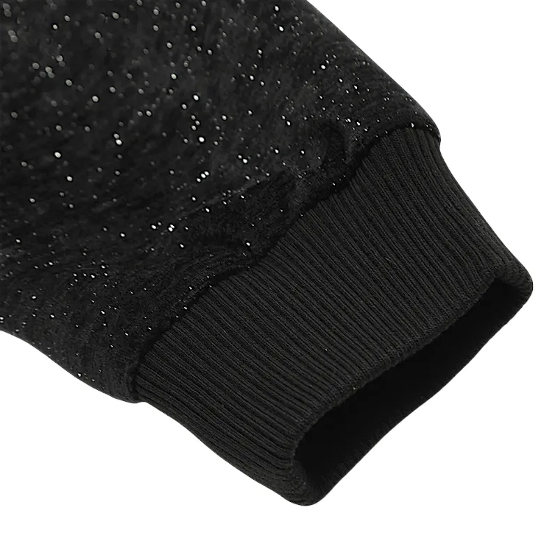 Textured bouclé with lurex zip front hoodie