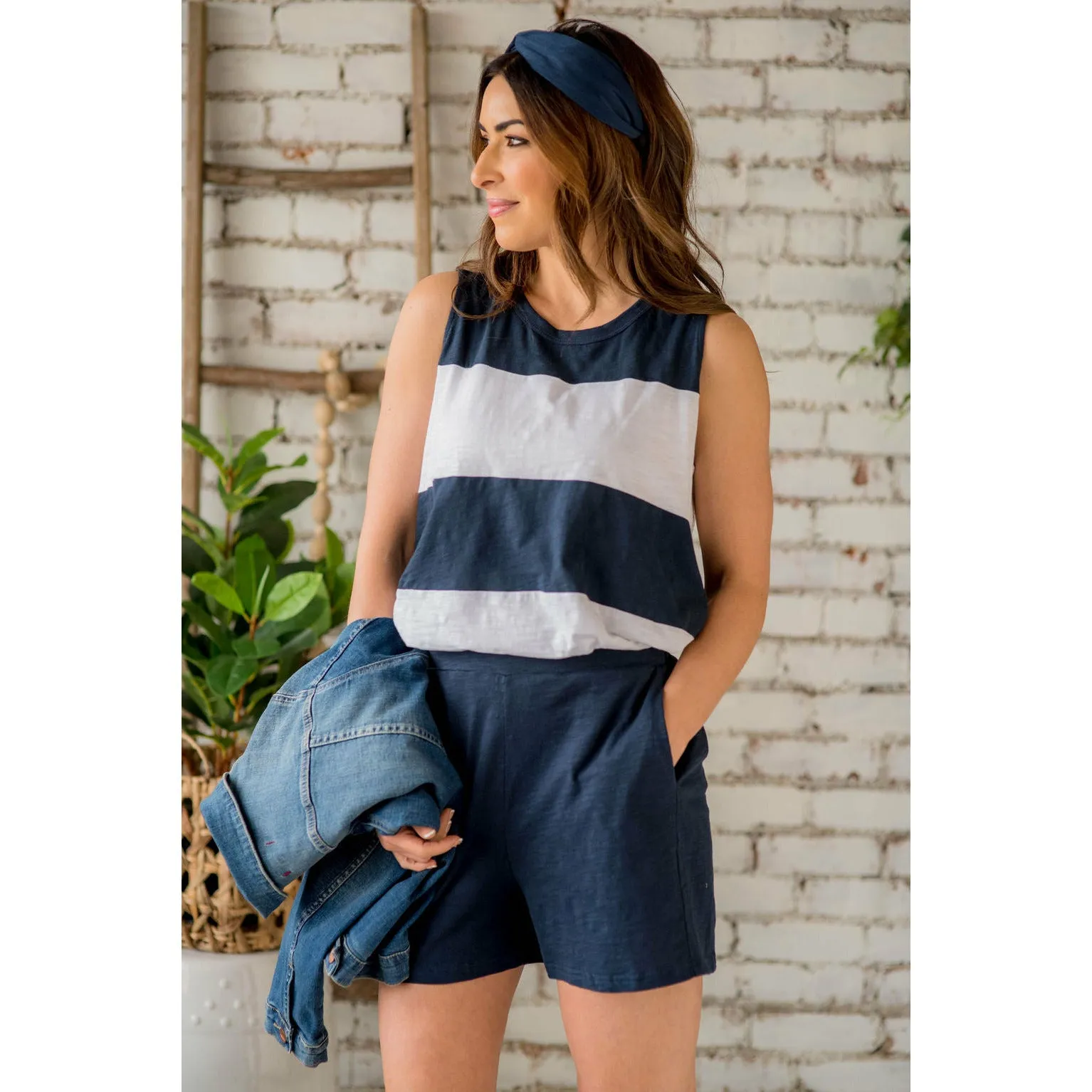 Thick Striped Tank Lounge Set