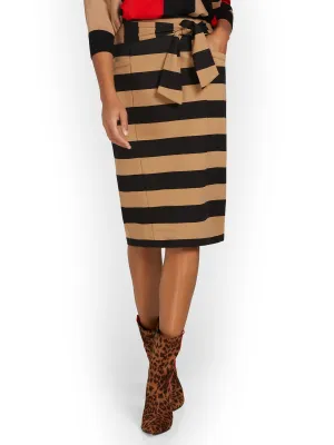 Tie-Waist Striped Ponte Skirt - Superflex