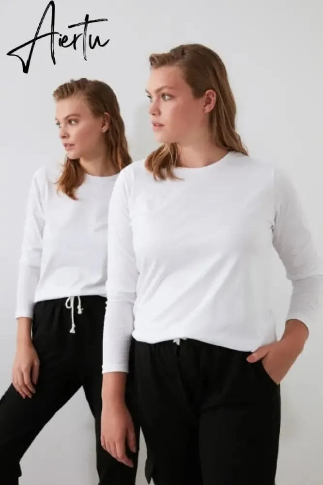 Trendyol Long Sleeve Cycling Neck Basic Knitted T-Shirt TWOAW21TS0098 футболка топ футболка женский tops футболки топ женский топы