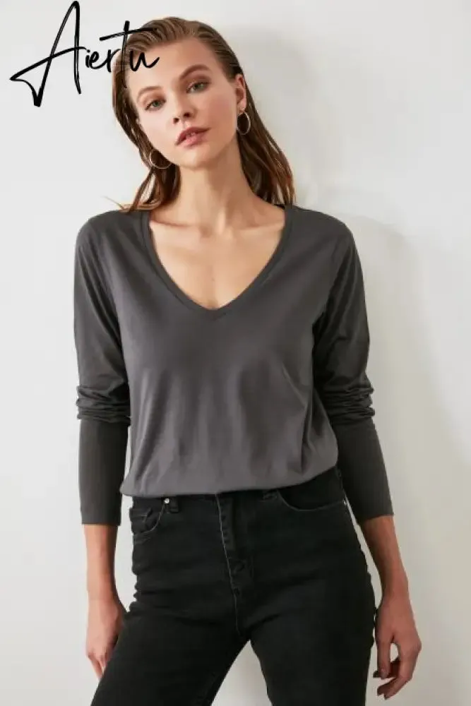 Trendyol Long Sleeve Cycling Neck Basic Knitted T-Shirt TWOAW21TS0098 футболка топ футболка женский tops футболки топ женский топы
