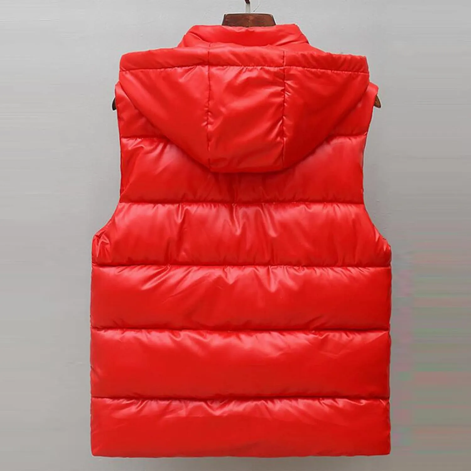 tuduoms Womens Hooded Shiny Puffer Vest Lightweight Waterproof Slim Sleeveless Quilted Removable Hooded Winter Down Vest Coat