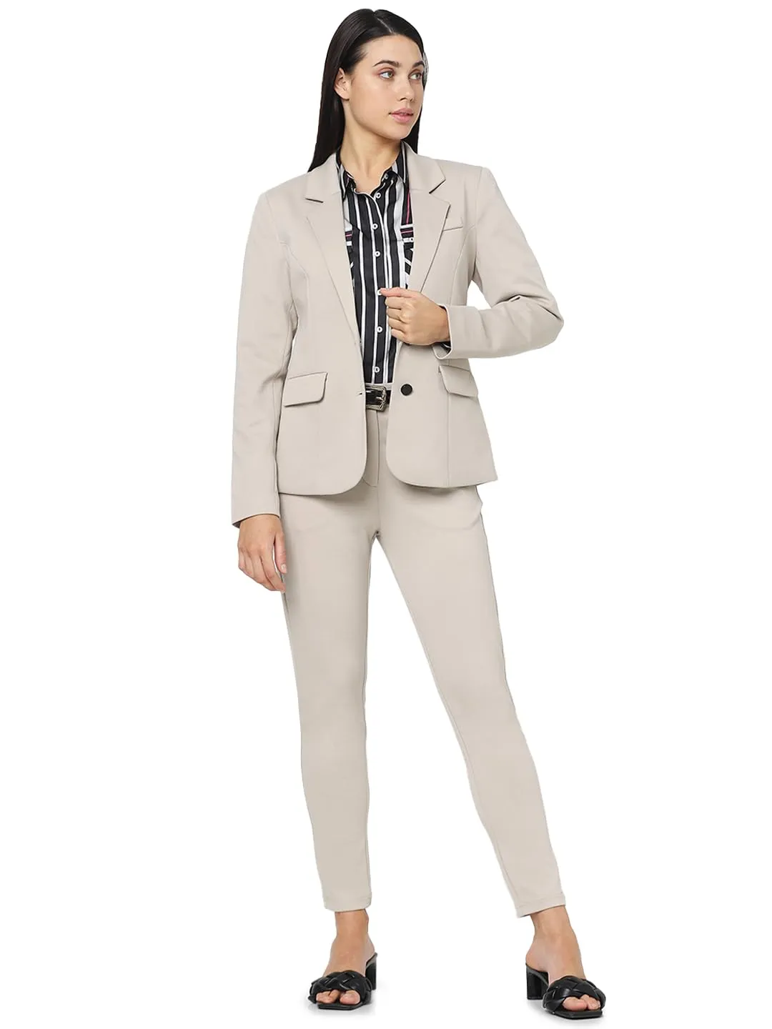 VERO MODA Women's Regular Blazer (10309791- Oatmeal