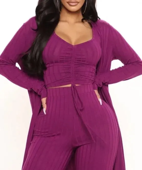 Women's 3 Piece Pant Suit - Hot Pink