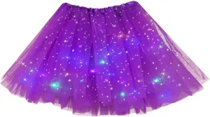 Womens Small Bulb Pleated Princess Skirt Fashion Star Sequin Mini Skirts Tulle Bubble Tutu Skirt Prom Party Shiny Skirt