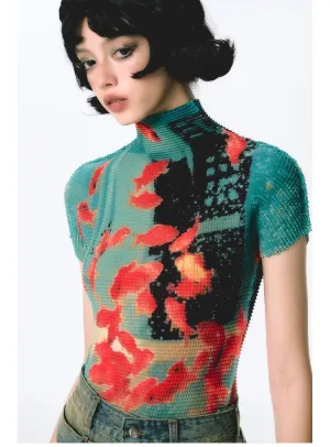 Womens Tie-Dye Bodycon Crop Top  Short Sleeve Y2K Coquette Kawaii Aesthetic Tee