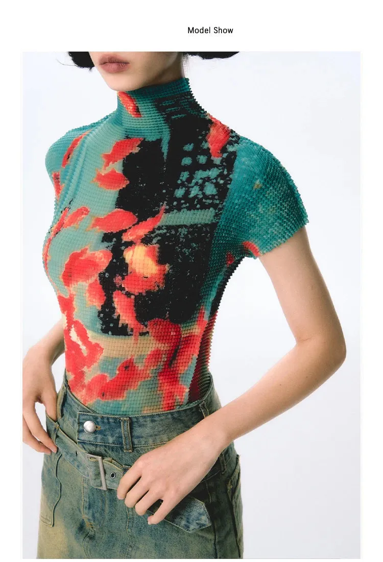 Womens Tie-Dye Bodycon Crop Top  Short Sleeve Y2K Coquette Kawaii Aesthetic Tee