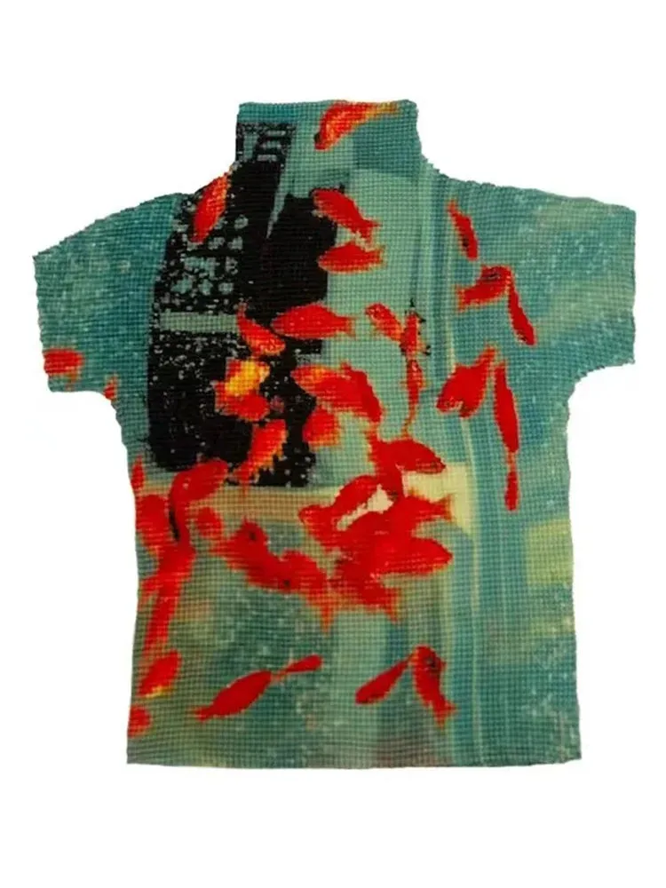 Womens Tie-Dye Bodycon Crop Top  Short Sleeve Y2K Coquette Kawaii Aesthetic Tee