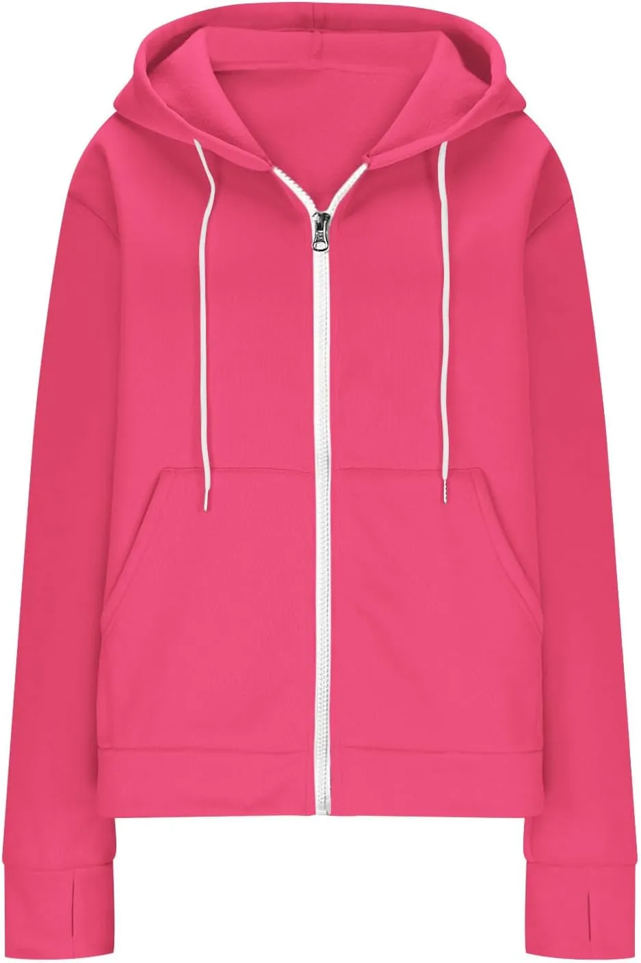 Zip Up Hoodie Womens Long Sleeve Drawstring Hooded Sweatshirt Casual Fleece Jacket 2024 Fall Outfits with Pockets