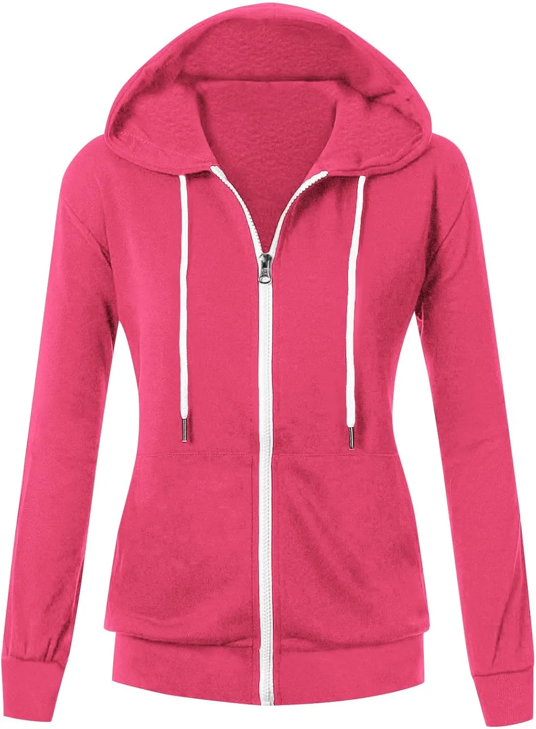 Zip Up Hoodie Womens Long Sleeve Drawstring Hooded Sweatshirt Casual Fleece Jacket 2024 Fall Outfits with Pockets