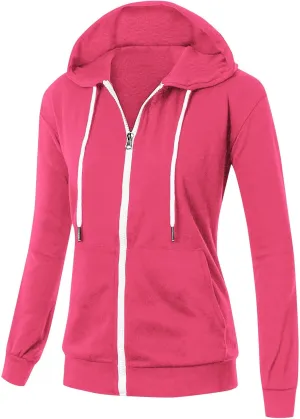 Zip Up Hoodie Womens Long Sleeve Drawstring Hooded Sweatshirt Casual Fleece Jacket 2024 Fall Outfits with Pockets